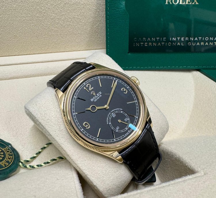 Rolex 1908 Yellow Gold Black Dial Full Set 2024