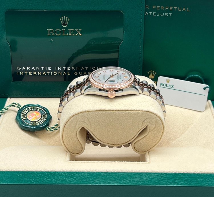 Rolex Datejust 278381rbr Datejust 31mm Rose Gold Steel Mother Of Pearl Dial Diamond Bezel Jubilee