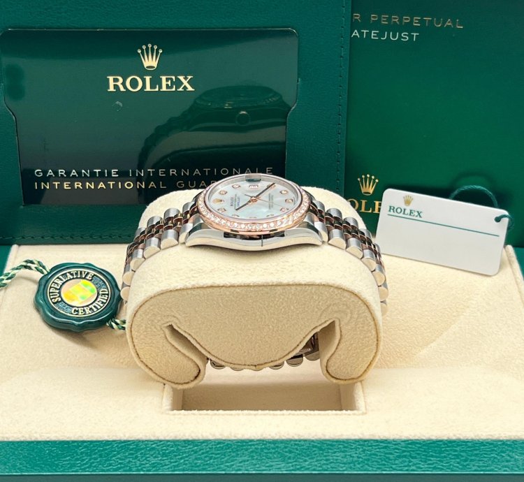 Rolex Datejust 278381rbr Datejust 31mm Rose Gold Steel Mother Of Pearl Dial Diamond Bezel Jubilee
