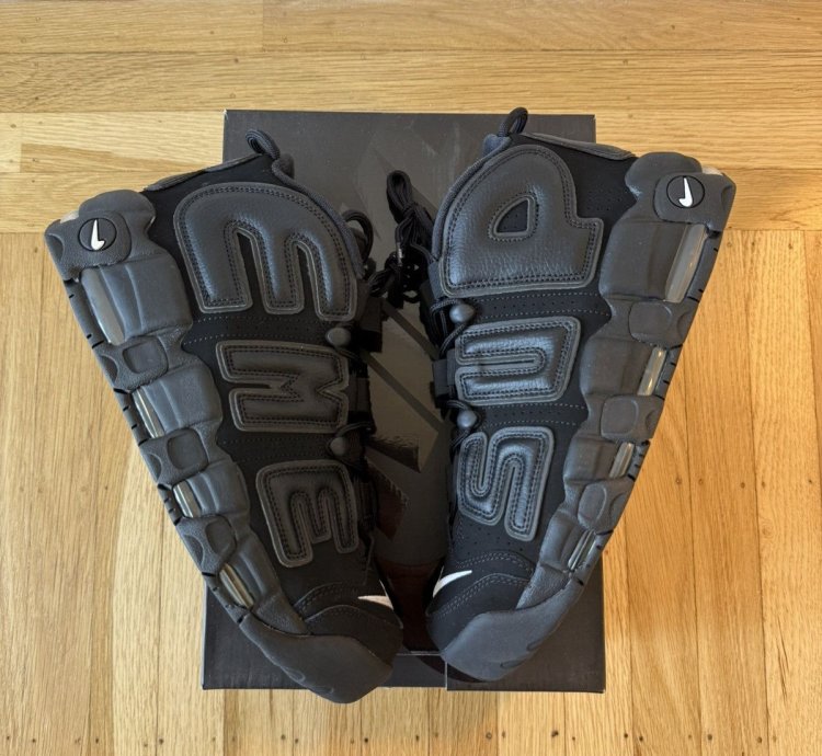 Nike Supreme Air More Uptempo Triple Black 2017 New Box