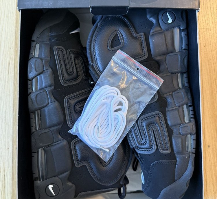 Nike Supreme Air More Uptempo Triple Black 2017 New Box