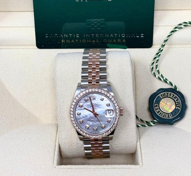 Rolex Datejust 278381rbr Datejust 31mm Steel Rose Gold Diamond-set Bezel Mop Diamond Dial Jubilee