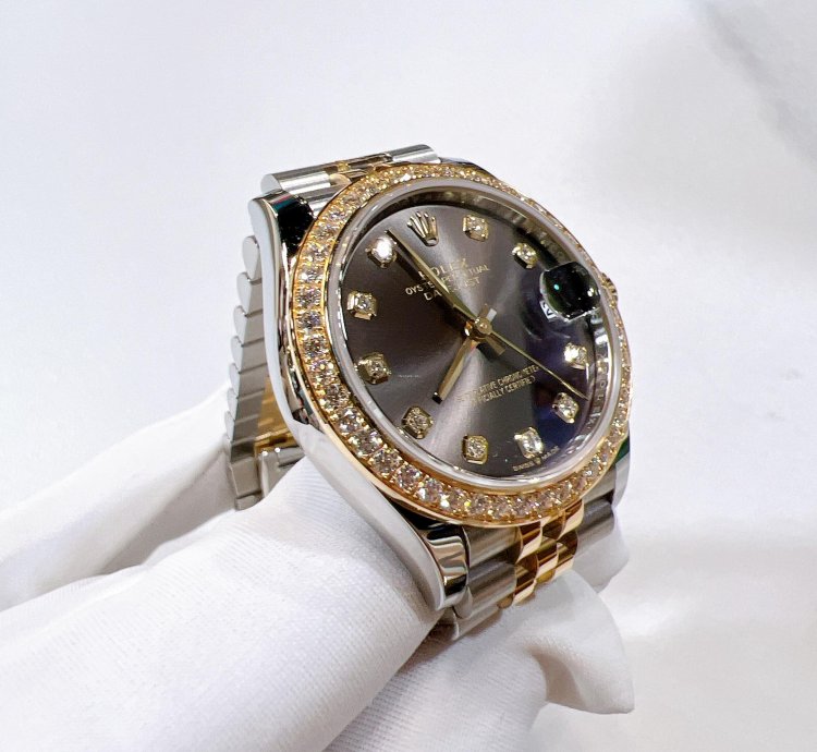 Rolex Datejust 31 2025 New Datejust 31 Yellow Gold Two Tone Dark Grey Diamond Jubilee