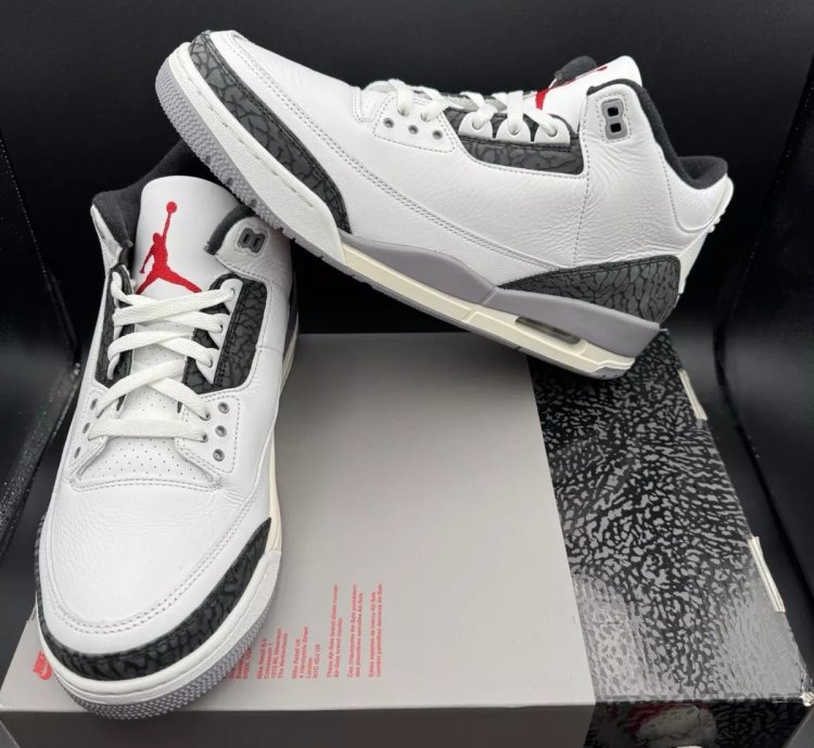 Nike Air Jordan 3 Retro Summit White Fire Red Mens Ct8532-106