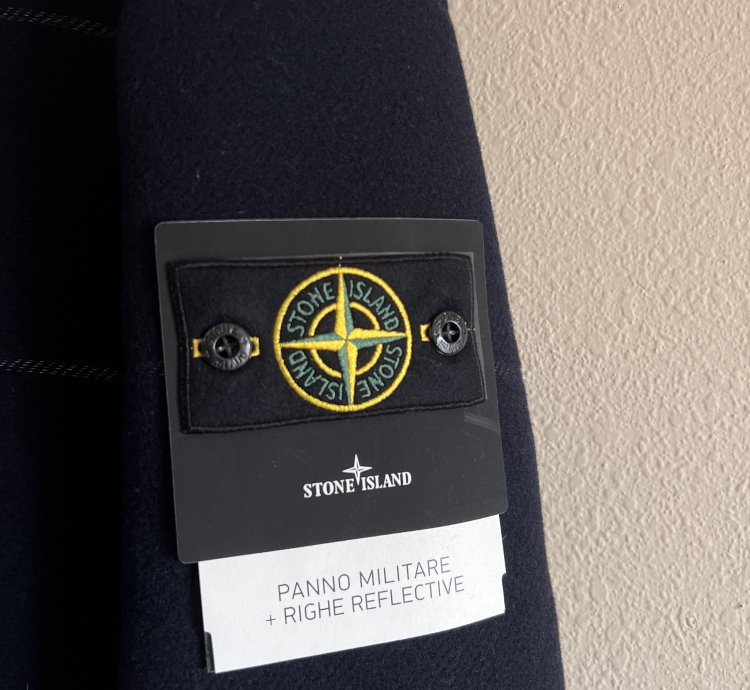 Stone Island 70753 Long Wool Coat In Navy
