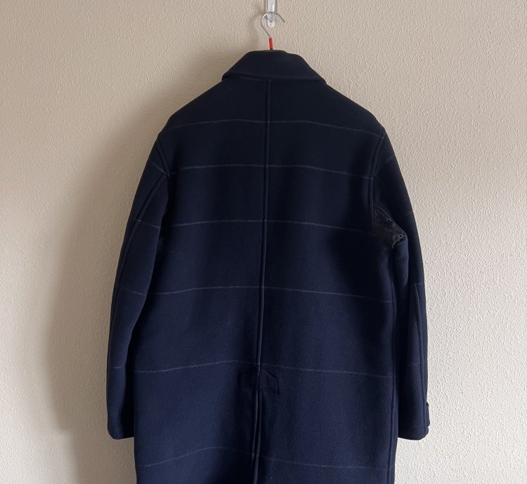 Stone Island 70753 Long Wool Coat In Navy