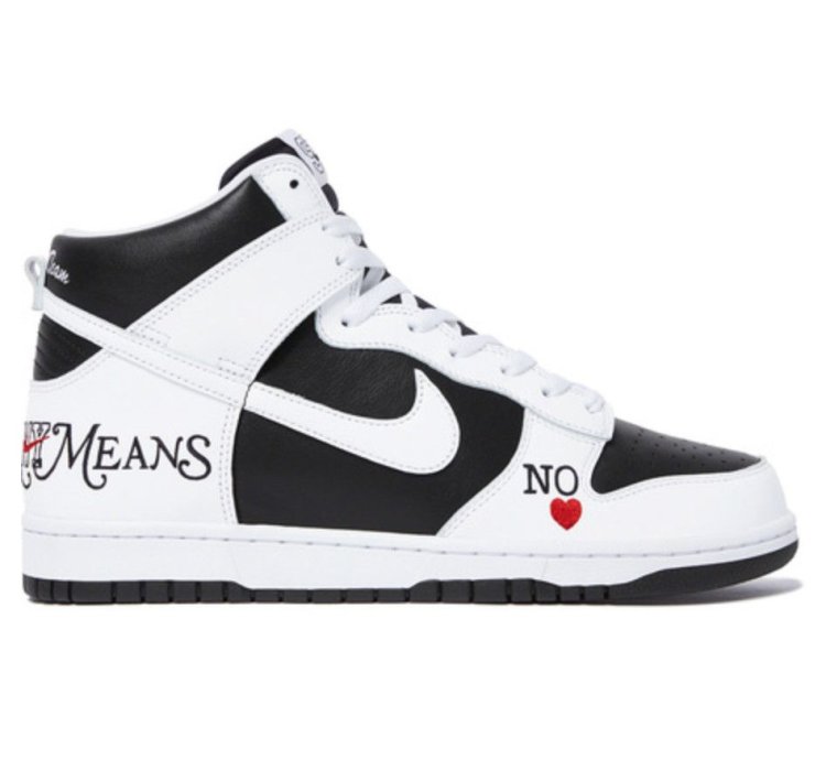 Nike Supreme Sb Dunk High By Any Means Necessary In Hand
