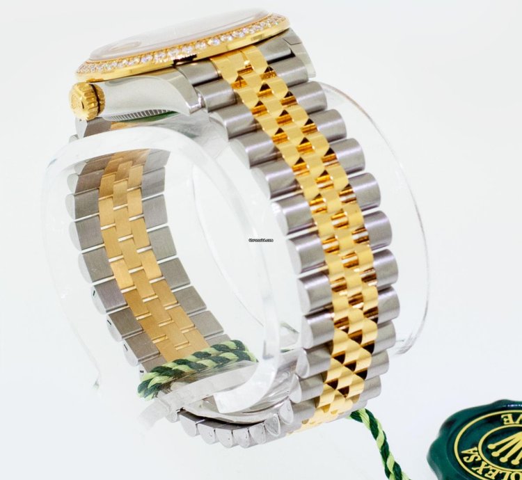 Rolex Datejust 31 31mm 18k Yellow Gold Steel Champagne Diamond Dial Diamond Bezel 278383