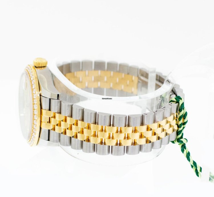 Rolex Datejust 31 31mm 18k Yellow Gold Steel Champagne Diamond Dial Diamond Bezel 278383