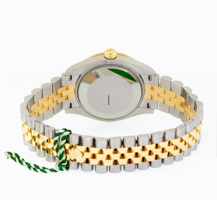 Rolex Datejust 31 31mm 18k Yellow Gold Steel Champagne Diamond Dial Diamond Bezel 278383