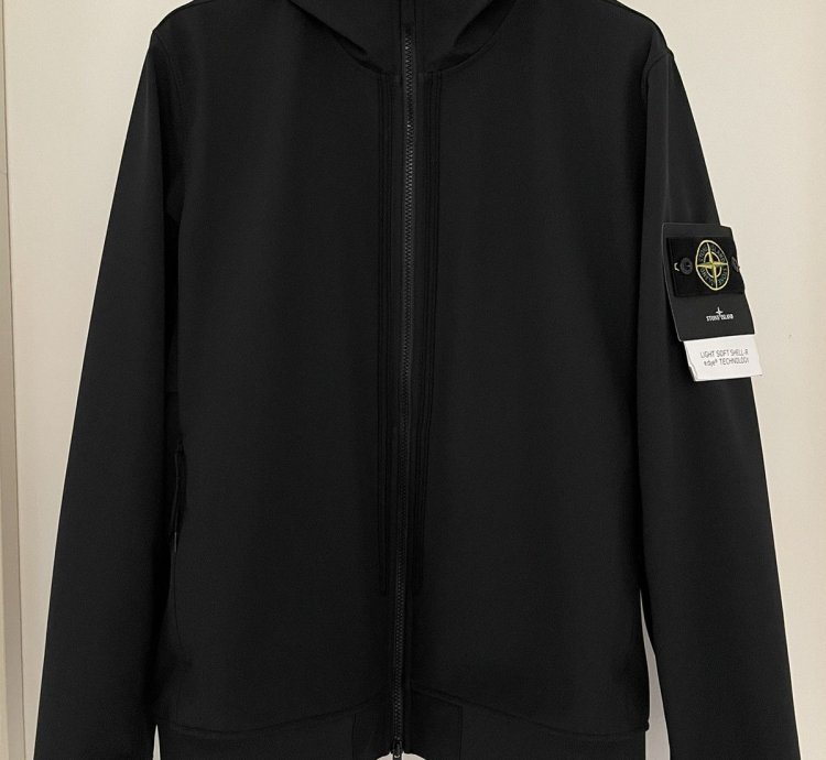 Stone Island Black Light Soft Shell- Hooded Jacket