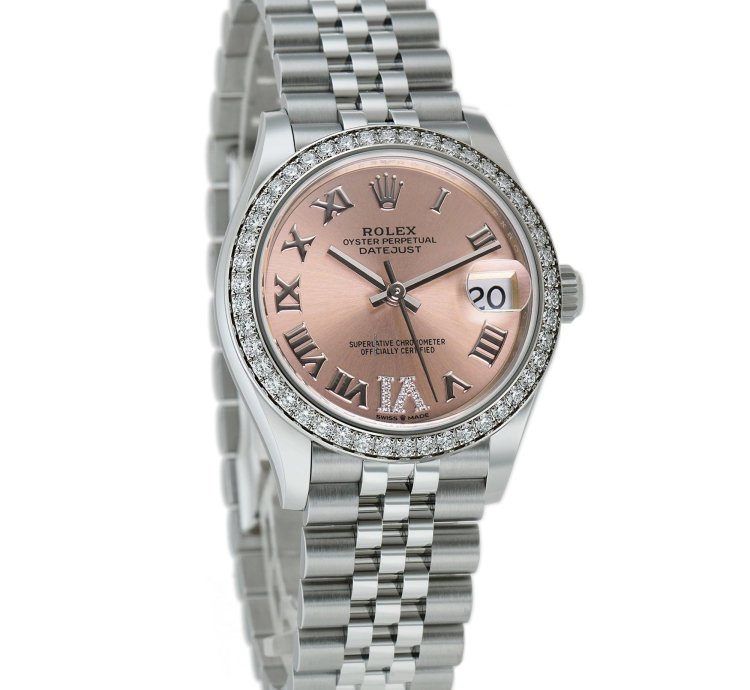 Rolex Datejust 31 31mm Diamond Bezel Pink Roman Diamond Vi Dial Jubilee Bracelet
