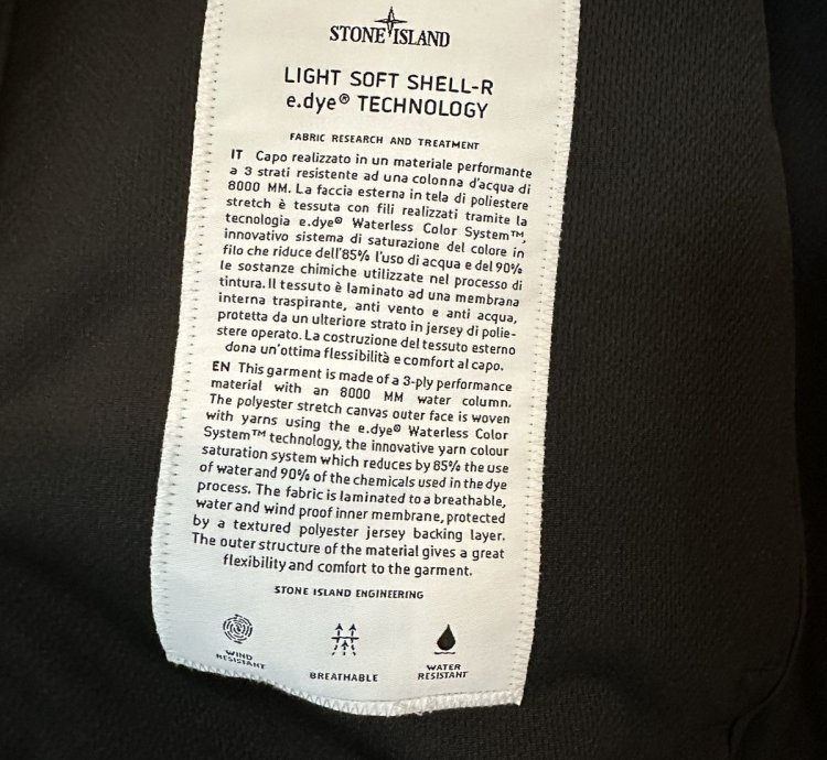 Stone Island Black Light Soft Shell- Jacket Size