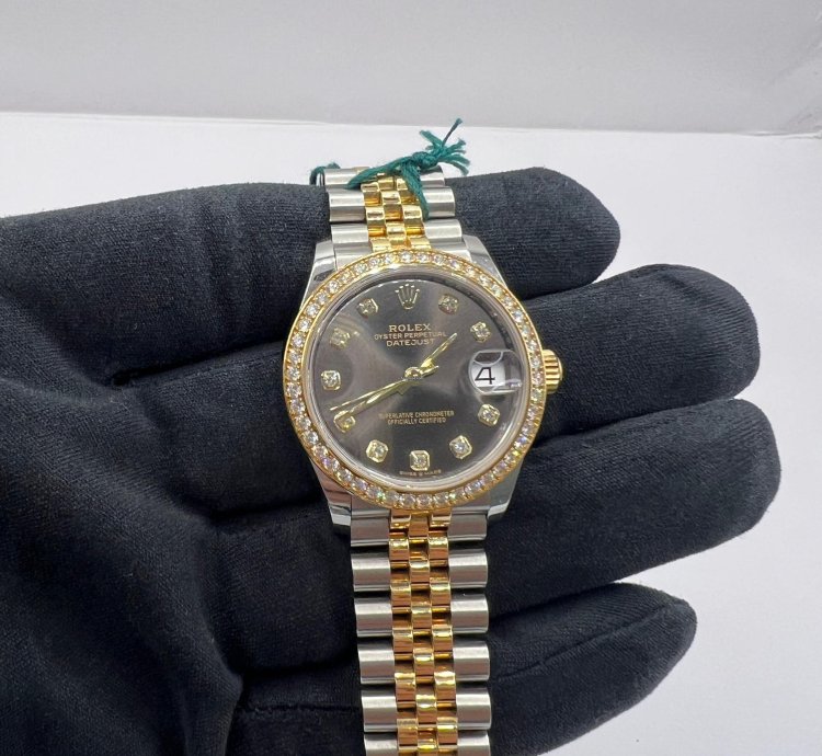 Rolex Datejust 31 Grey Diamond Dial Diamond Bezel