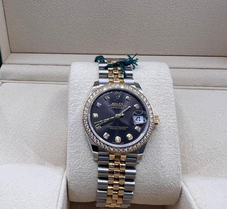 Rolex Datejust 31 Grey Diamond Dial Diamond Bezel