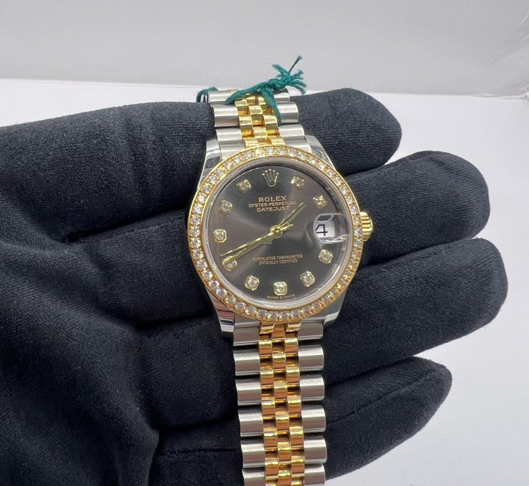 Rolex Datejust 31 Grey Diamond Dial Diamond Bezel
