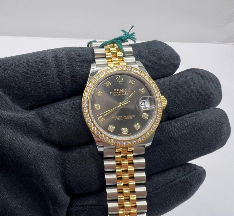 Rolex Datejust 31 Grey Diamond Dial Diamond Bezel
