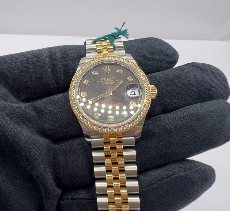 Rolex Datejust 31 Grey Diamond Dial Diamond Bezel