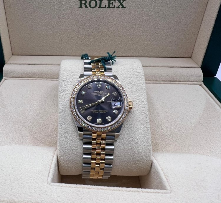 Rolex Datejust 31 Grey Diamond Dial Diamond Bezel