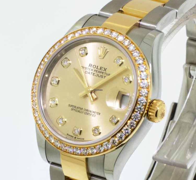 Rolex Datejust 31 Lady-datejust 31mm Yellow Gold Steel Champagne Diamond Dial Diamond Bezel 278383