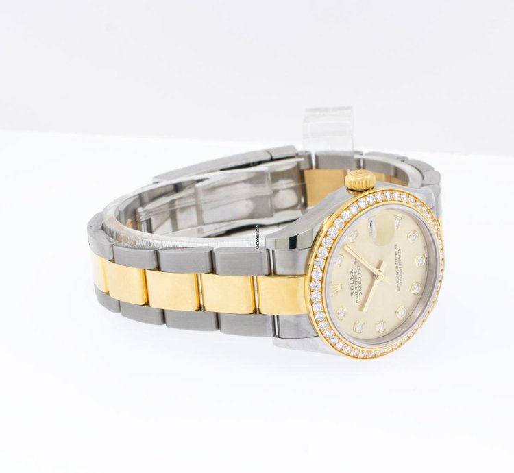 Rolex Datejust 31 Lady-datejust 31mm Yellow Gold Steel Champagne Diamond Dial Diamond Bezel 278383