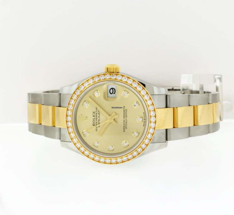 Rolex Datejust 31 Lady-datejust 31mm Yellow Gold Steel Champagne Diamond Dial Diamond Bezel 278383