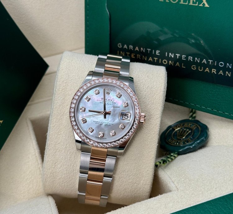 Rolex Datejust 31 New 2024 Mother Of Pearl Diamond Dial Diamond Bezel Two Tone Rose Gold Oyster