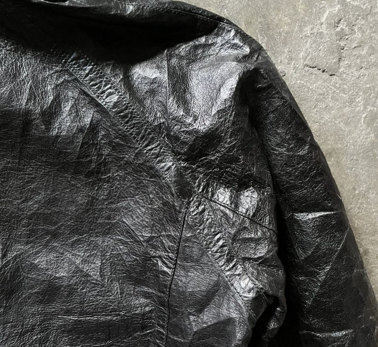 Stone Island Cast Metal Leather Hooded Jacket