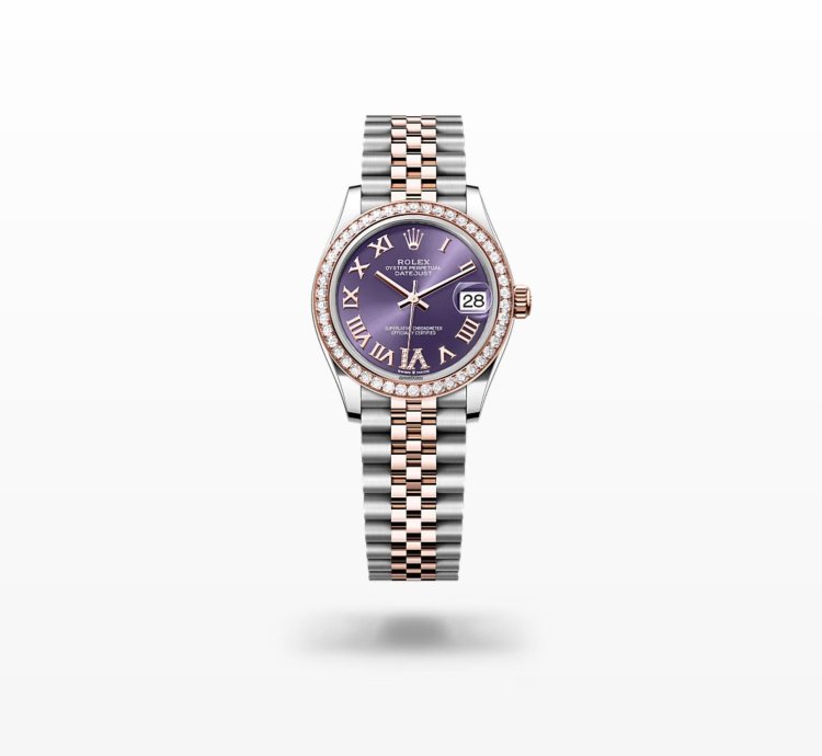 Rolex Datejust 31 New 2024 Purple Pave6 Roman Diamond Dial Diamond Bezel Rose Gold Jubilee
