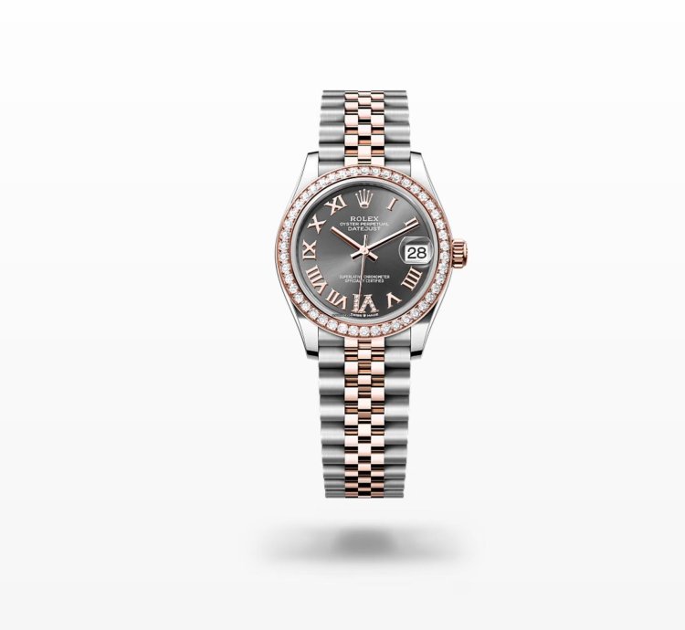 Rolex Datejust 31 New 2024 Rhodium Grey Pave6 Diamond Roman Diamond Bezel Two Tone Rose Gold