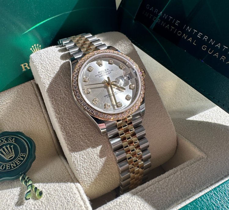 Rolex Datejust 31 New 2024 Silver Diamond Dial Diamond Bezel Two Tone Yellow Gold Jubilee