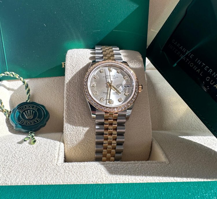 Rolex Datejust 31 New 2024 Silver Diamond Dial Diamond Bezel Two Tone Yellow Gold Jubilee