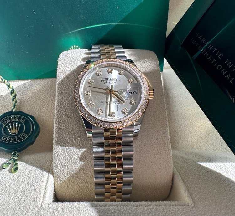 Rolex Datejust 31 New 2024 Silver Diamond Dial Diamond Bezel Two Tone Yellow Gold Jubilee