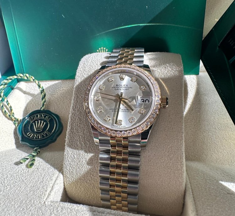 Rolex Datejust 31 New 2024 Silver Diamond Dial Diamond Bezel Two Tone Yellow Gold Jubilee