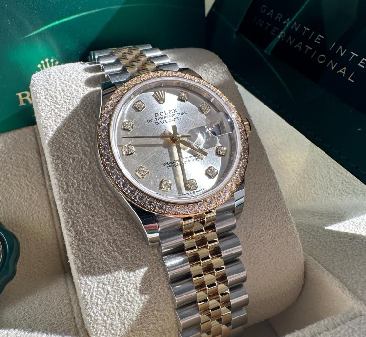 Rolex Datejust 31 New 2024 Silver Diamond Dial Diamond Bezel Two Tone Yellow Gold Jubilee
