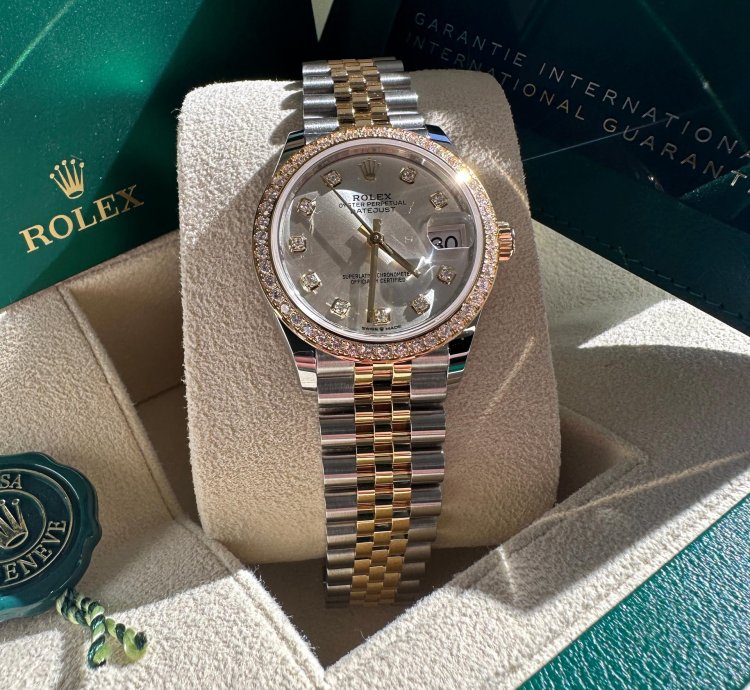Rolex Datejust 31 New 2024 Silver Diamond Dial Diamond Bezel Two Tone Yellow Gold Jubilee
