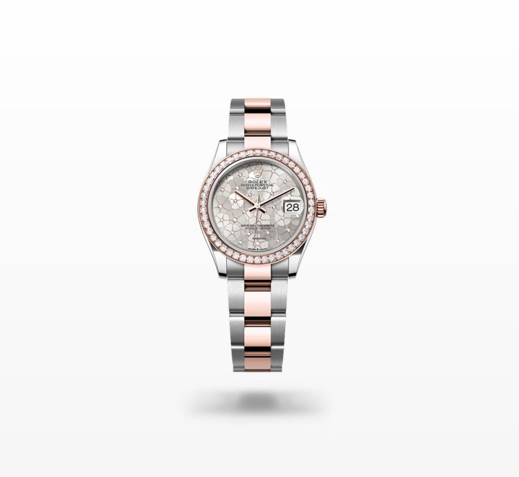 Rolex Datejust 31 New 2024 Silver Floral Scattered Diamond Dial Diamond Bezel Rose Gold Oyster