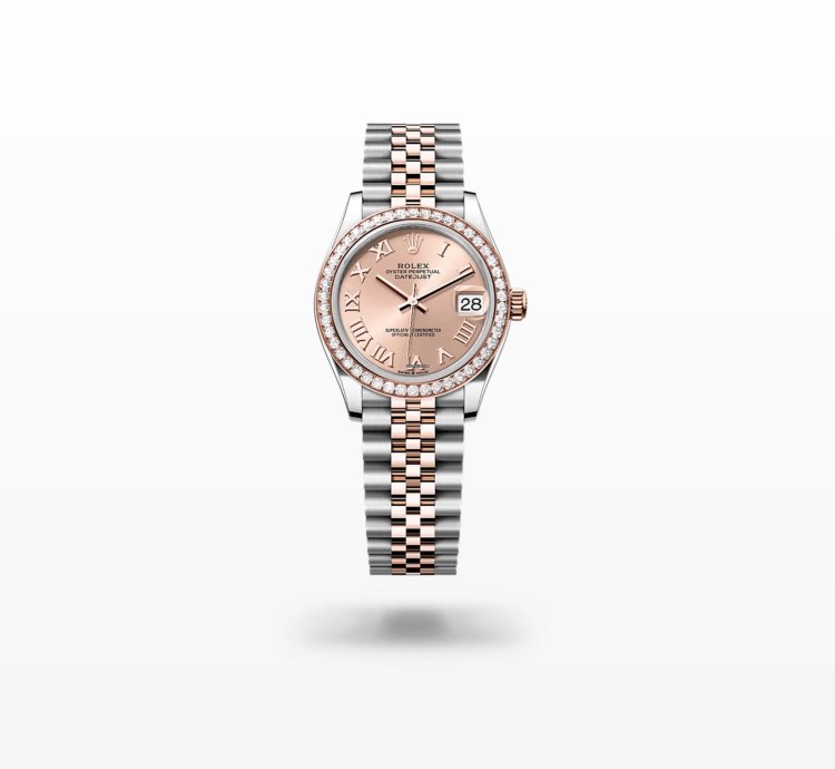 Rolex Datejust 31 New 2024 Sundust Pink Roman Dial Diamond Bezel Two Tone Rose Gold Jubilee