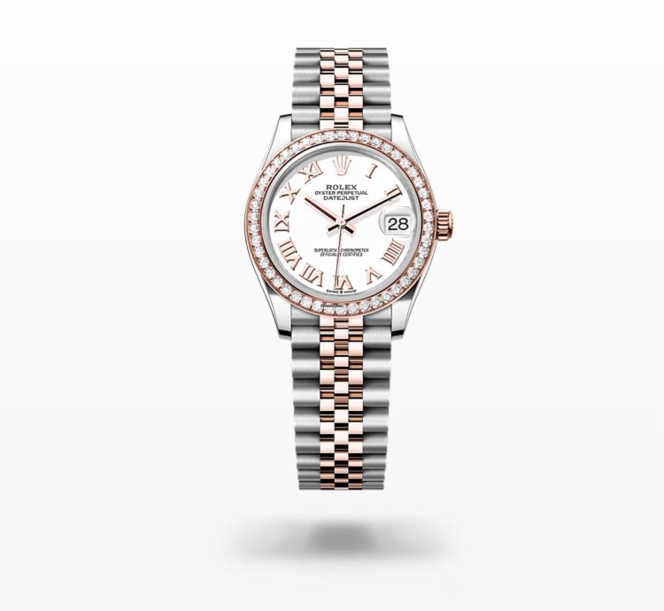 Rolex Datejust 31 New 2024 White Roman Dial Diamond Bezel Two Tone Rose Gold Jubilee 28mm