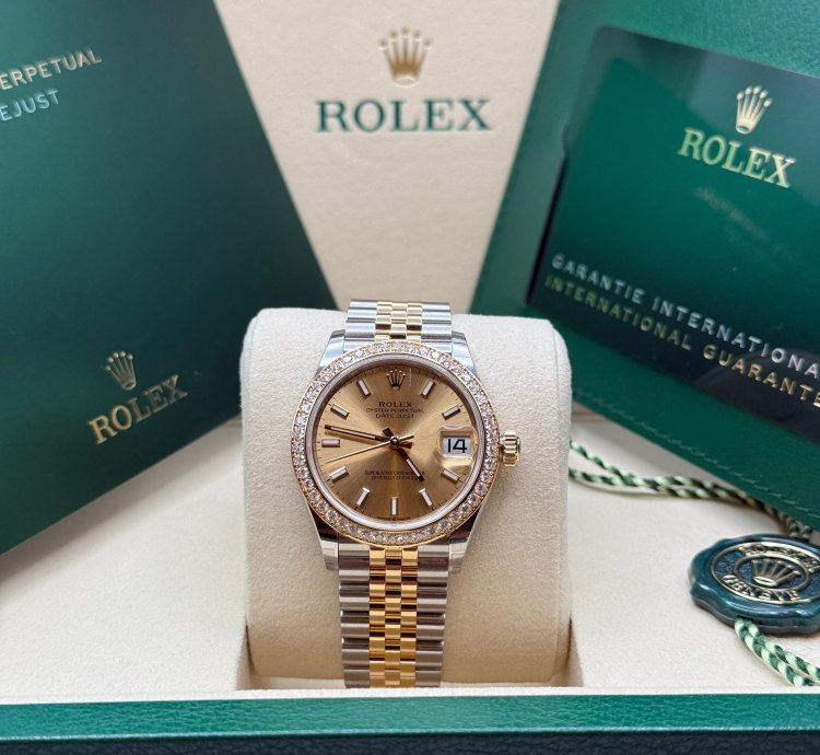 Rolex Datejust 31 New 2025 Champagne Dial Two Tone Yellow Gold Diamond Bezel Jubilee Bracelet