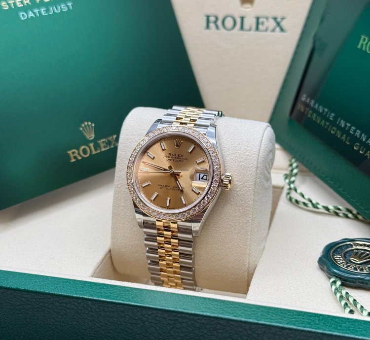 Rolex Datejust 31 New 2025 Champagne Dial Two Tone Yellow Gold Diamond Bezel Jubilee Bracelet