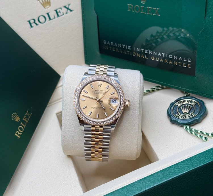 Rolex Datejust 31 New 2025 Champagne Dial Two Tone Yellow Gold Diamond Bezel Jubilee Bracelet