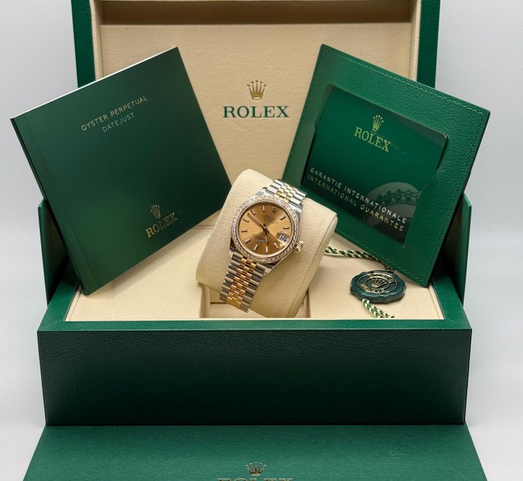 Rolex Datejust 31 New 2025 Champagne Dial Two Tone Yellow Gold Diamond Bezel Jubilee Bracelet