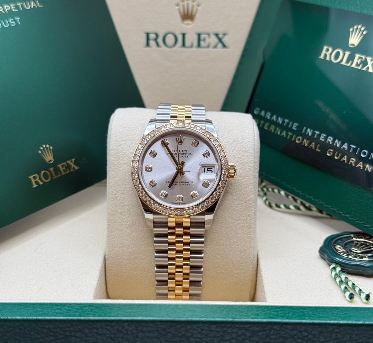 Rolex Datejust 31 New 2025 Silver Diamond Dial Diamond Bezel Two Tone Yellow Gold Jubilee