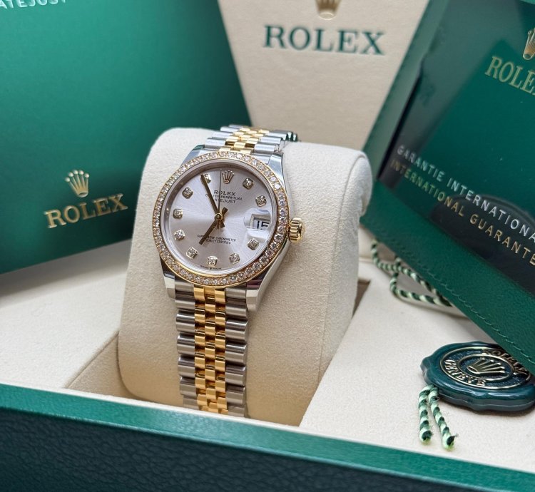 Rolex Datejust 31 New 2025 Silver Diamond Dial Diamond Bezel Two Tone Yellow Gold Jubilee