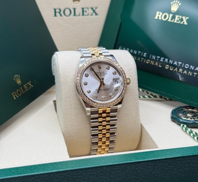 Rolex Datejust 31 New 2025 Silver Diamond Dial Diamond Bezel Two Tone Yellow Gold Jubilee
