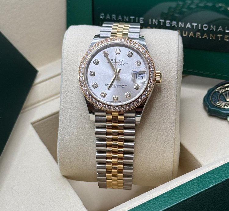 Rolex Datejust 31 New 2025 Silver Diamond Dial Diamond Bezel Two Tone Yellow Gold Jubilee