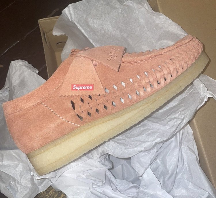 Pink Suede Supreme Clarks Wallabee Weave
