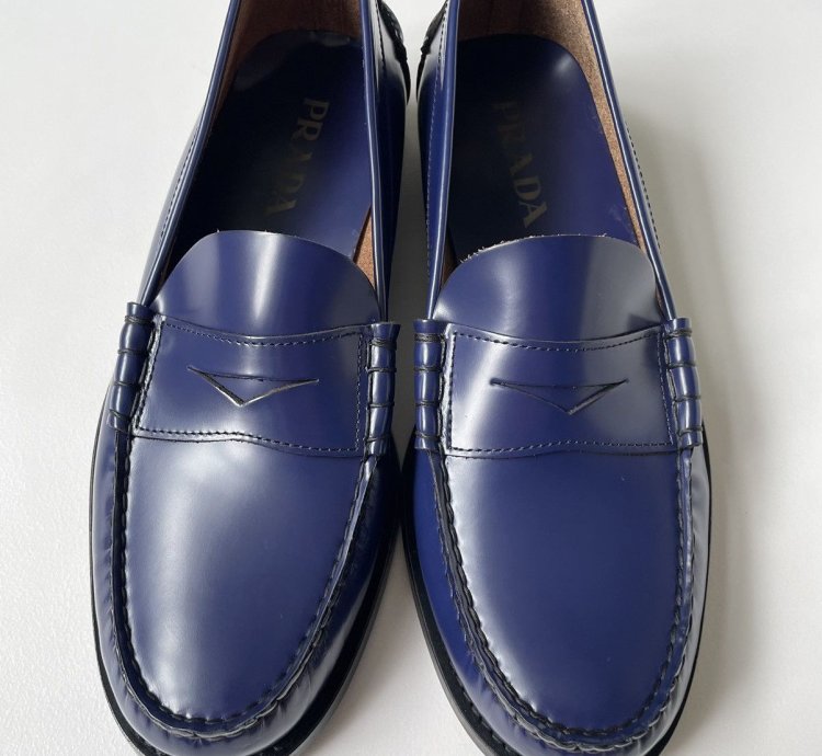 Polished Cobalt Blue Leather Loafers