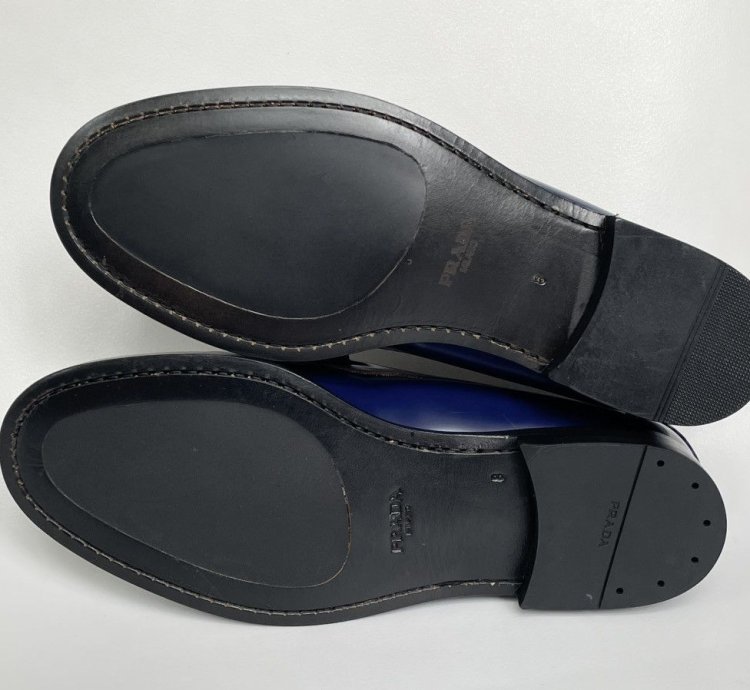 Polished Cobalt Blue Leather Loafers